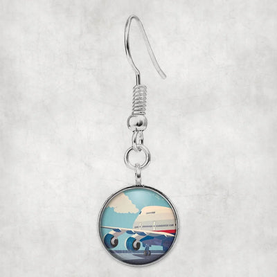 Side view of Vintage Boeing 747 aviation earrings in hypoallergenic alloy, polished finish.