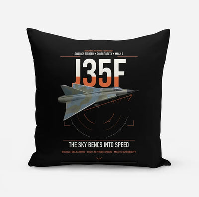 Saab J 35F Draken design on black pillow