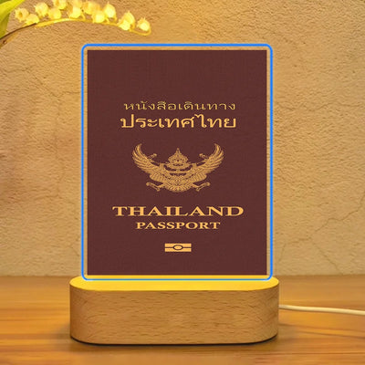Thailand Passport aviation design on premium acrylic with LED night lamp.