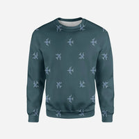 Thumbnail for Nice Airplanes (Green) Printed aviation design printed on soft cotton blend 3D sweatshirt.