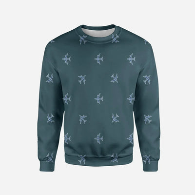 Nice Airplanes (Green) Printed aviation design printed on soft cotton blend 3D sweatshirt.