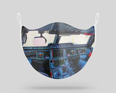 Airbus A350 Cockpit aviation face mask in breathable cotton blend.
