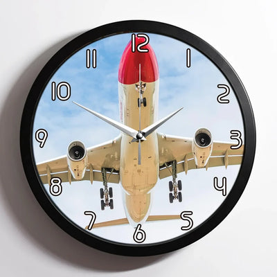 Beautiful Airbus A330 on Approach copy aviation design on premium wood and metal wall clock.