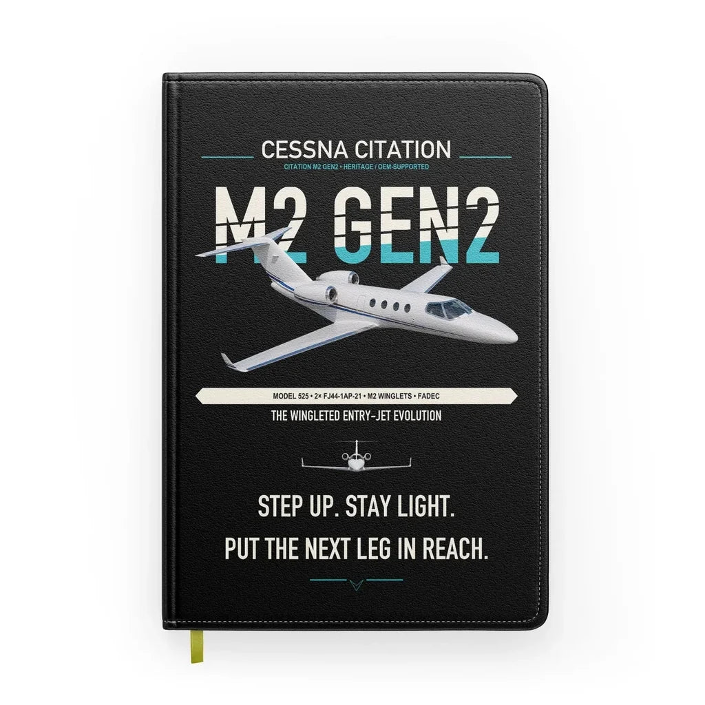 Cessna Citation M2 Gen2 design on black notebook