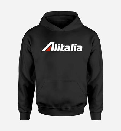 Alitalia Airlines logo printed on black hoodie