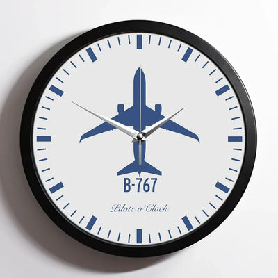 Boeing 767 aviation design on premium wood and metal wall clock.