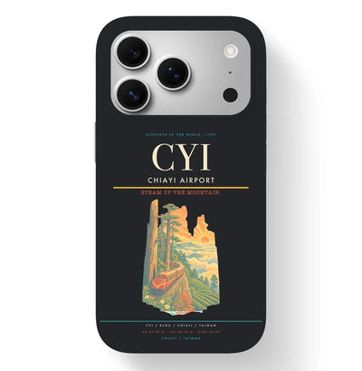 Chiayi Airport (CYI) design on black iPhone 17 Pro MagSafe case