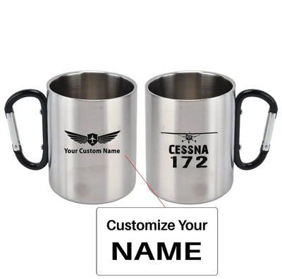 Cessna 172 & Plane aviation design on outdoor mug, durable insulated construction.