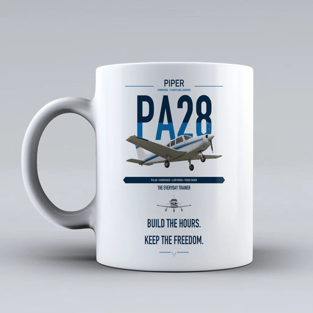 Piper PA-28 Cherokee design on white ceramic mug, double-side print