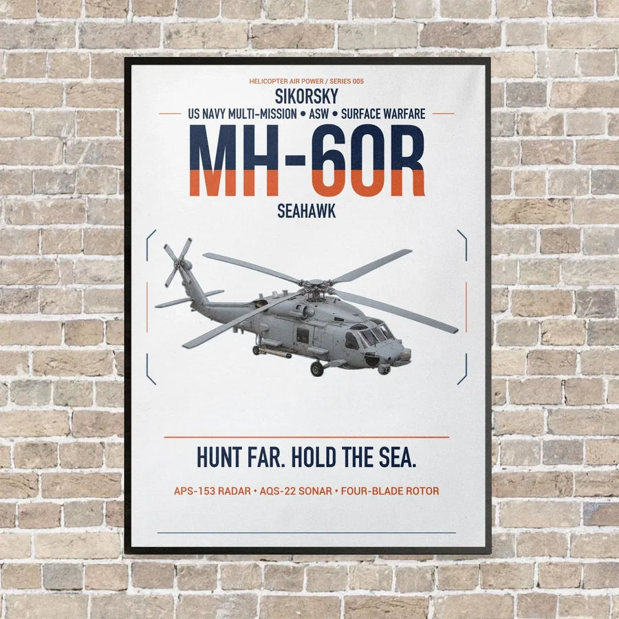 Sikorsky MH-60R Seahawk vertical canvas print - framed - white background