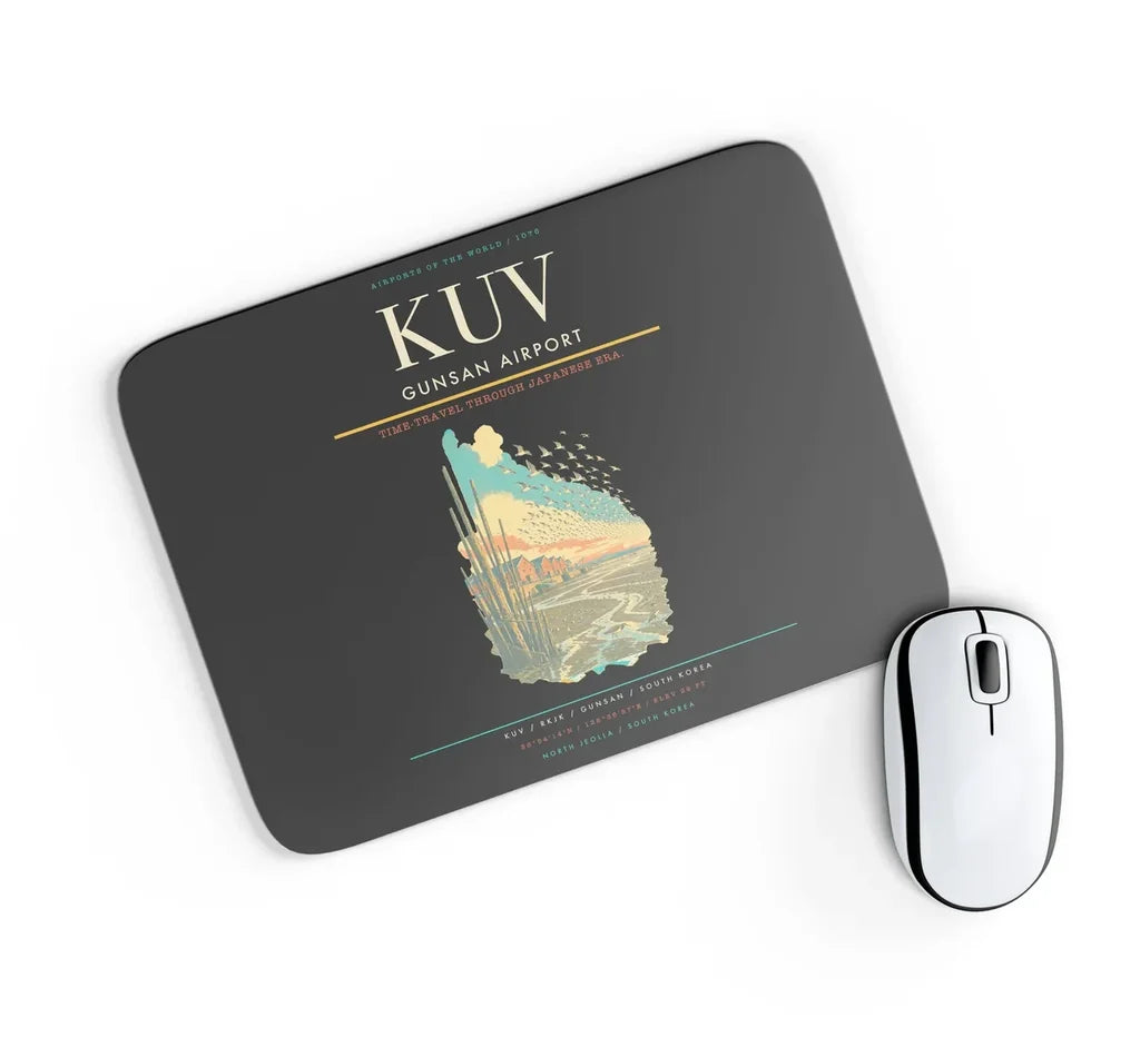 Gunsan Airport (KUV) design on black rectangle mouse pad