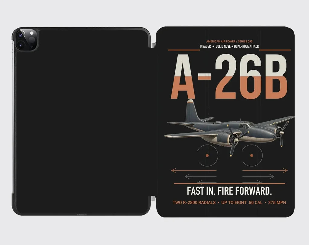 A-26B Invader design on black ipad tablet case