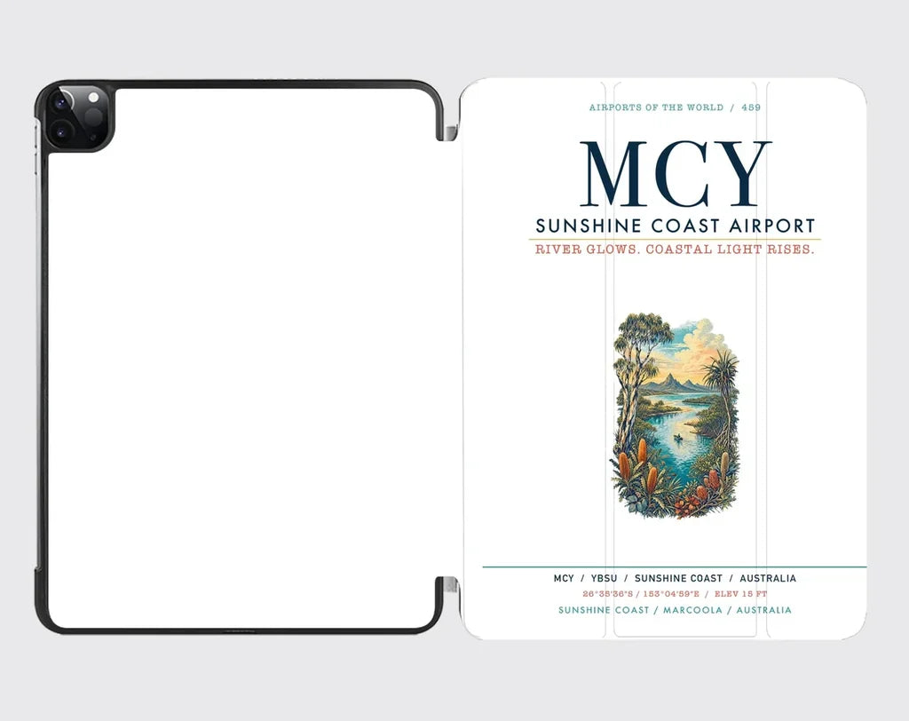 Sunshine Coast Airport (MCY) design on white ipad tablet case