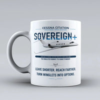 Thumbnail for Cessna Citation Sovereign+ design on white ceramic mug, double-side print