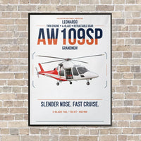 Thumbnail for Leonardo AW109SP GrandNew vertical canvas print - framed - white background