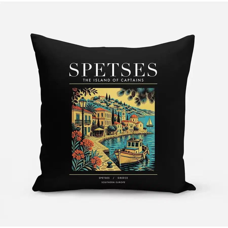SPETSES - Poster - Pillow - Black