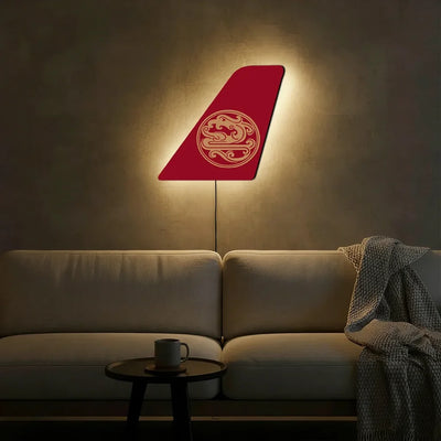 Juneyao Airlines aviation design on durable metal with LED aircraft tail wall art.