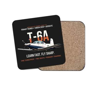 T-6A Texan II Train The Next Generation design on black 1 piece coaster