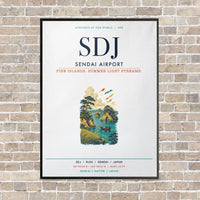 Thumbnail for Sendai Airport SDJ vertical canvas print - framed - white background