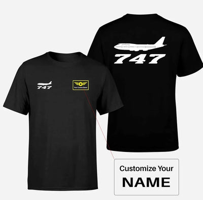 Boeing 747 - Queen of the Skies aviation design printed on soft cotton double-side print T-shirt.