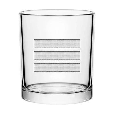 Silver Pilot Epaulettes (3 Lines) aviation design on whiskey glass, special-edition crystal cut.
