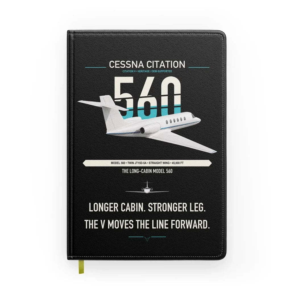 Cessna Citation 560 - Citation V design on black notebook