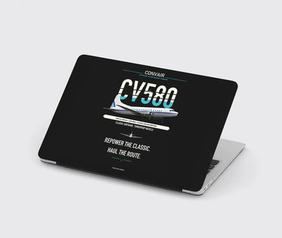 Convair 580 design on black MacBook case
