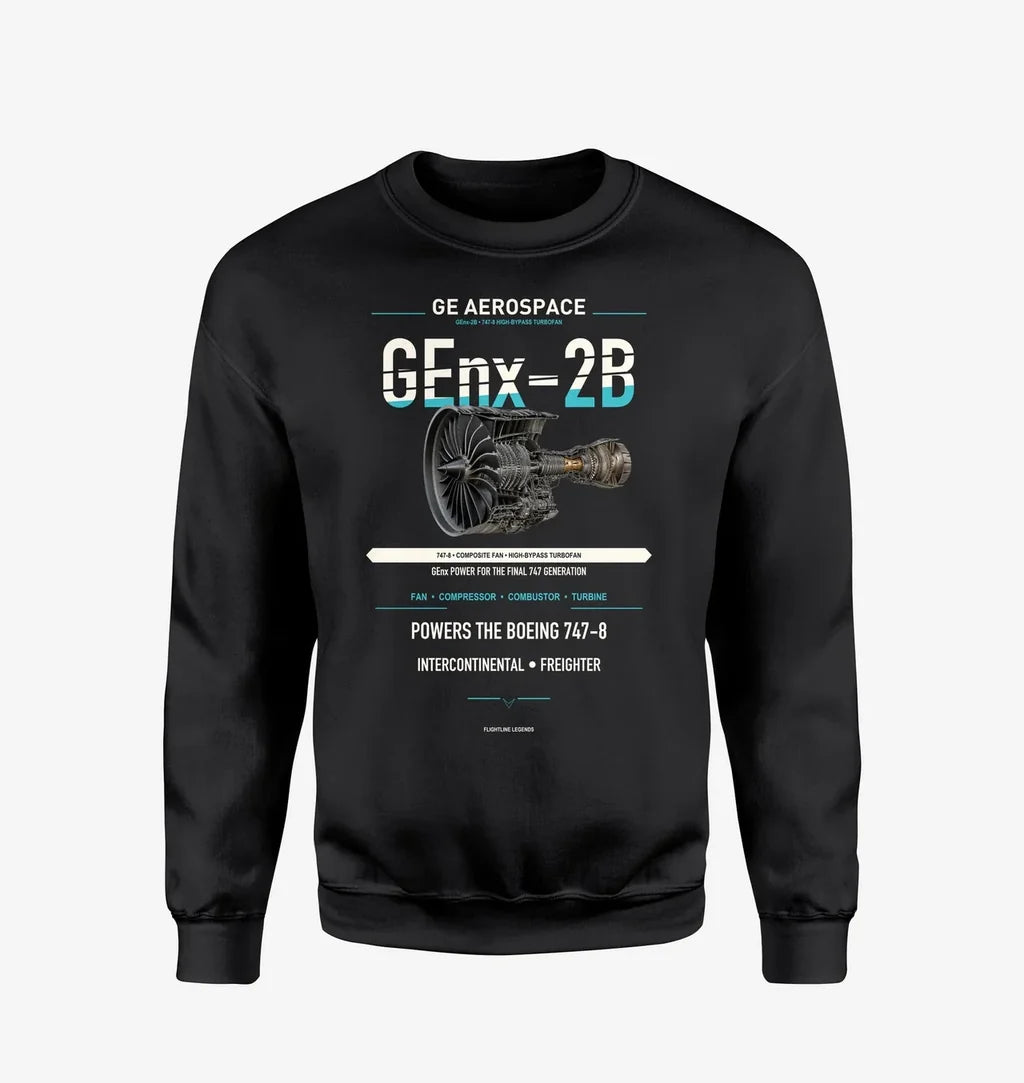 GEnx-2B design on black sweatshirt