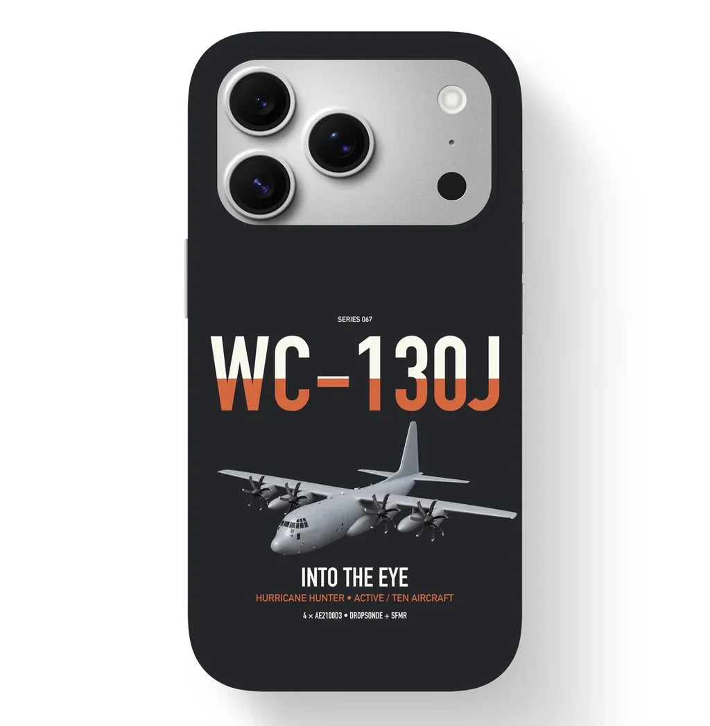 WC-130J Hurricane Hunter design on black magsafe iphone case, for iPhone 17 Pro