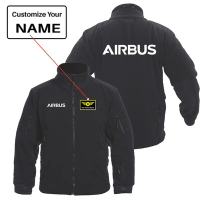 Airbus & Text Fleece Military Jackets (Customizable) aviation design printed on heavy shell with warm fleece lining fleece mi.