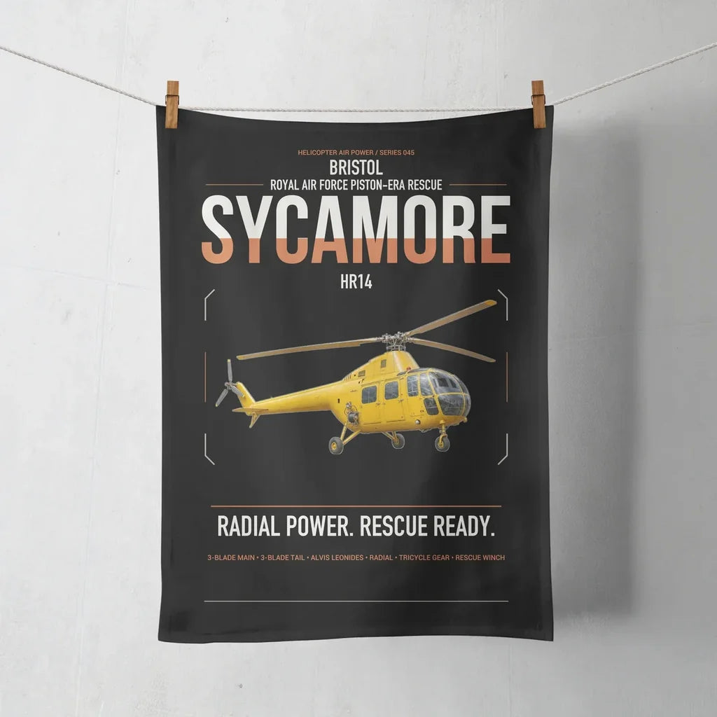 Bristol Sycamore HR14 design on black towel