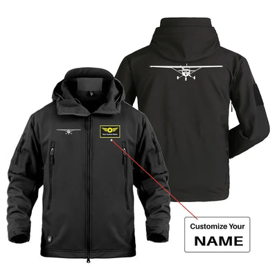Cessna 172 Silhouette Military Jackets (Customizable) aviation design printed on heavy cotton shell with field-style pockets.
