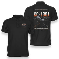 Thumbnail for KC-130J SUPER HERCULES design on black double-side polo t-shirt, double-side print