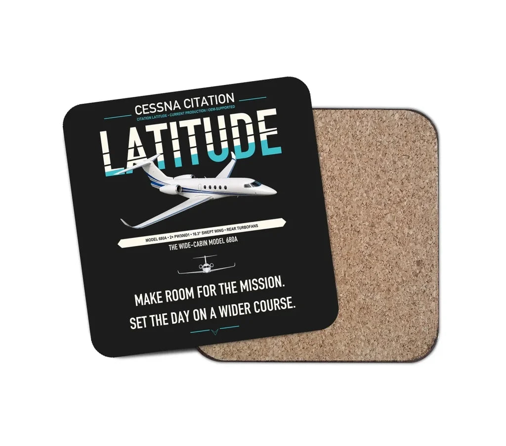 Cessna Citation Latitude design on black 1 piece coaster