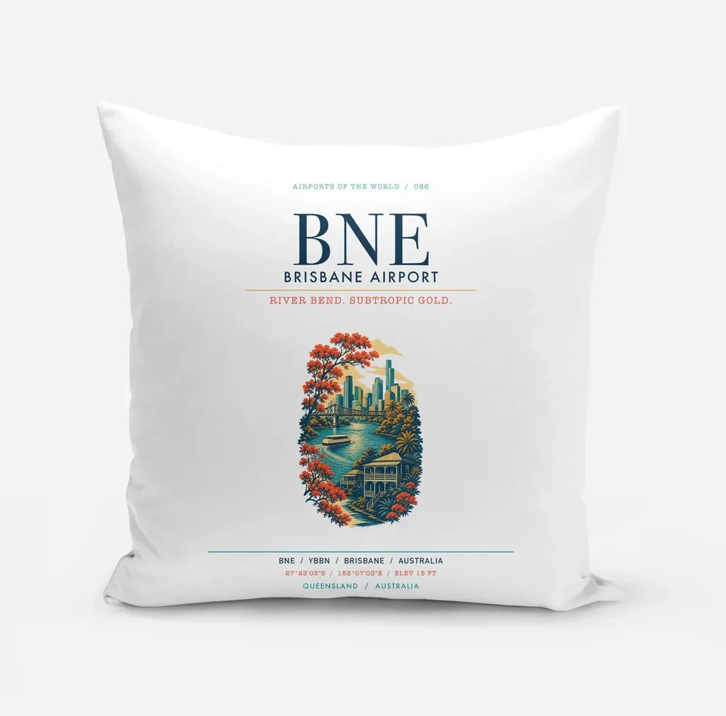 Brisbane Airport (BNE) design on white pillow