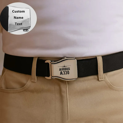 Airbus A330 & Plane aviation seat-belt buckle accessory, real seat-belt webbing.