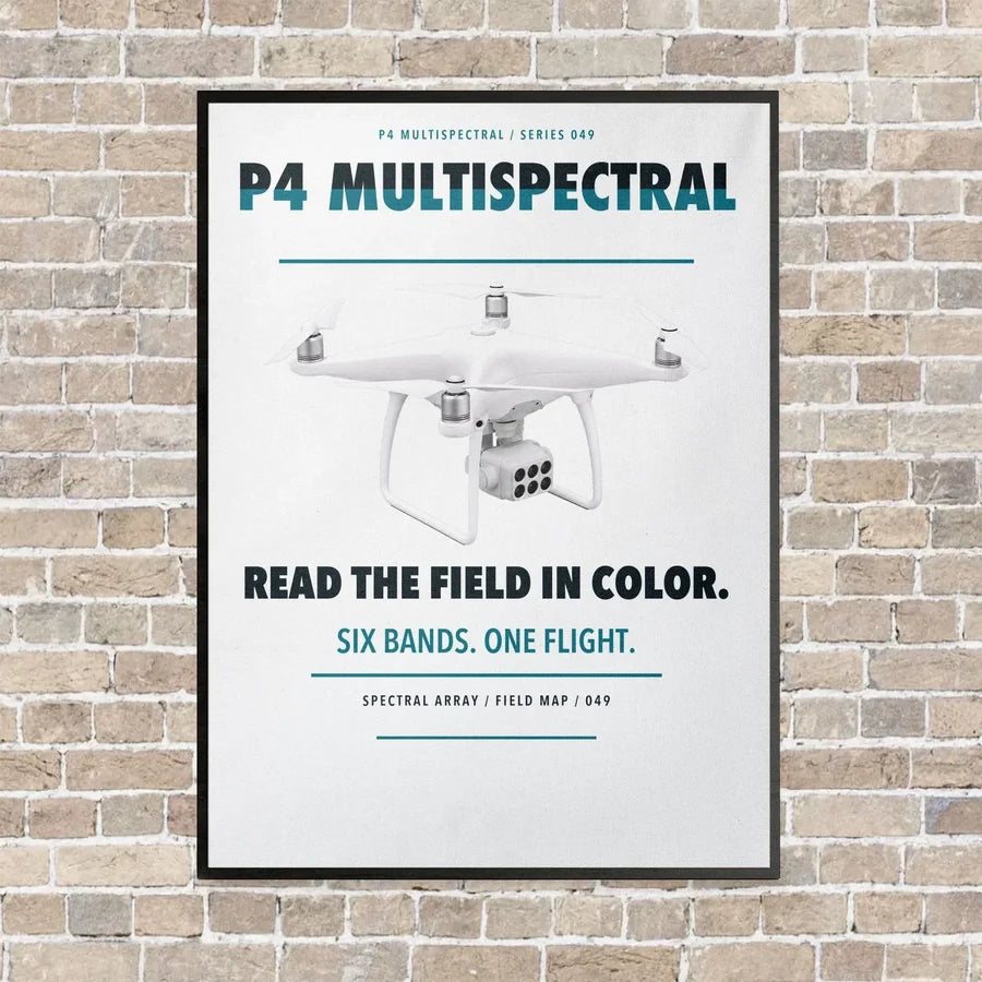 DJI P4 Multispectral vertical canvas print - framed - white background