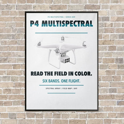 DJI P4 Multispectral vertical canvas print - framed - white background