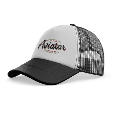 Aviator - Dont Make Me Walk aviation embroidery on mesh-back cotton trucker cap.