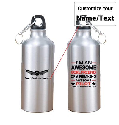 I am an Awesome Girlfriend aviation design on thermos, vacuum-insulated.
