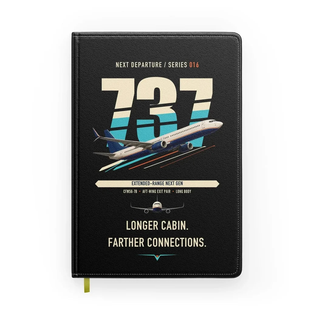 Boeing 737-900ER design on black notebook