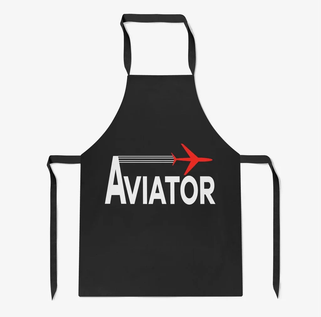 Aviator aviation design on durable cotton blend kitchen apron.