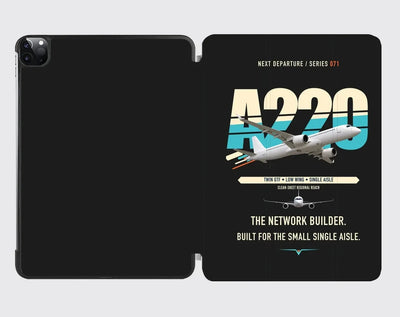 Airbus A220-300 design on black ipad tablet case