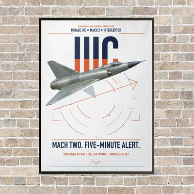 Dassault Mirage IIIC vertical canvas print - framed - white background