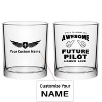 Thumbnail for Future aviation design on whiskey glass, special-edition crystal cut.