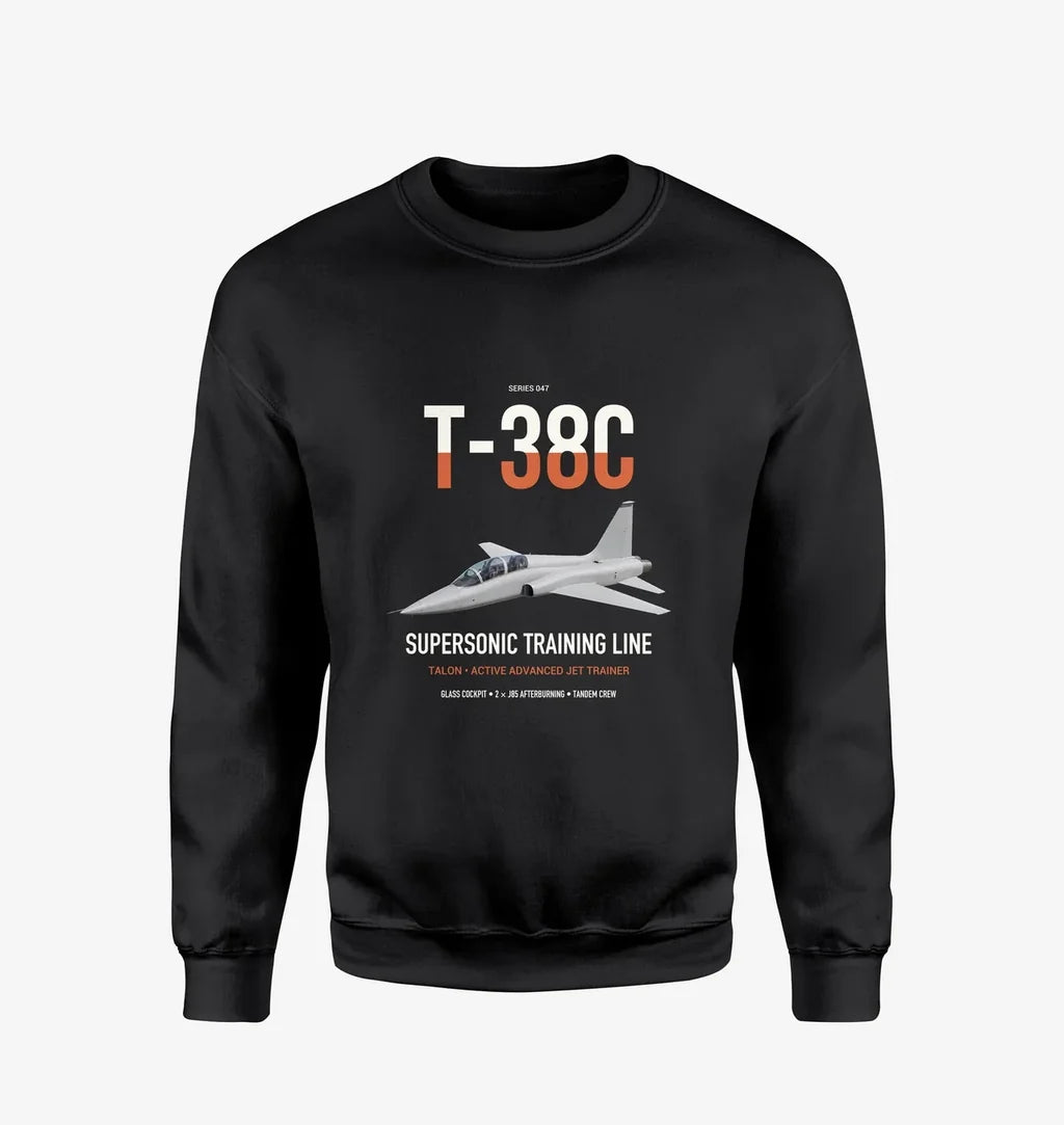 T-38C Talon design on black sweatshirt