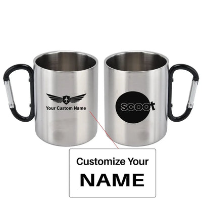 Scoot Airlines aviation design on outdoor mug, durable insulated construction.