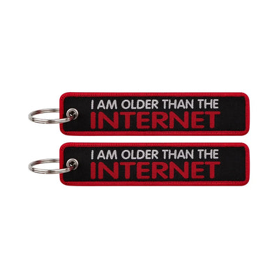 I AM OLDER THAN THE INTERNET aviation fashion key chain in polished metal.