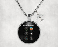 Thumbnail for Pilot's 6 Pack aviation-themed necklace, polished stainless steel.