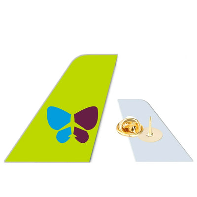 Jin Air Airlines aviation design tail-shape badge pin in polished alloy.